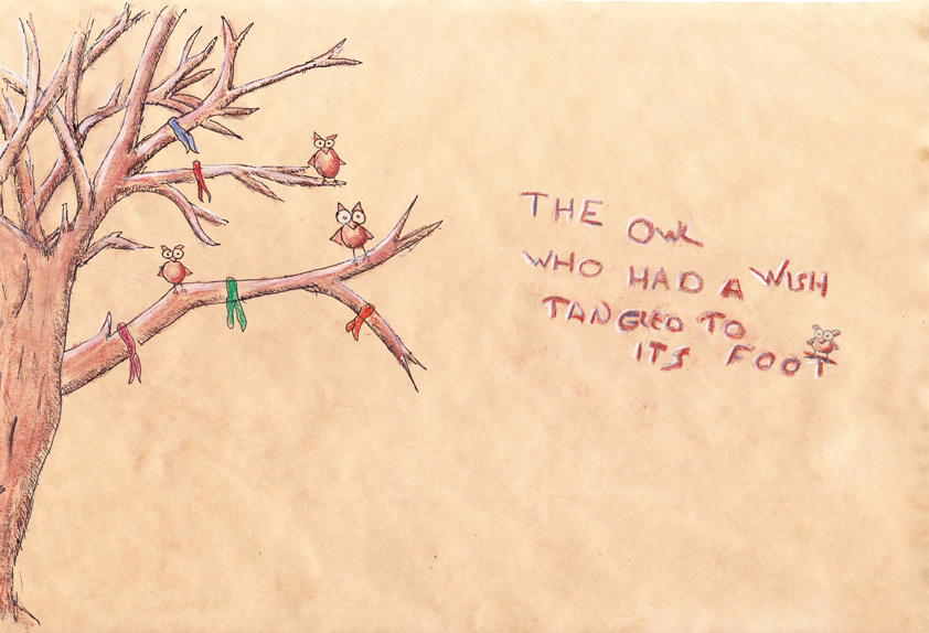 Owl Who had a Wish Tangled to Its Foot