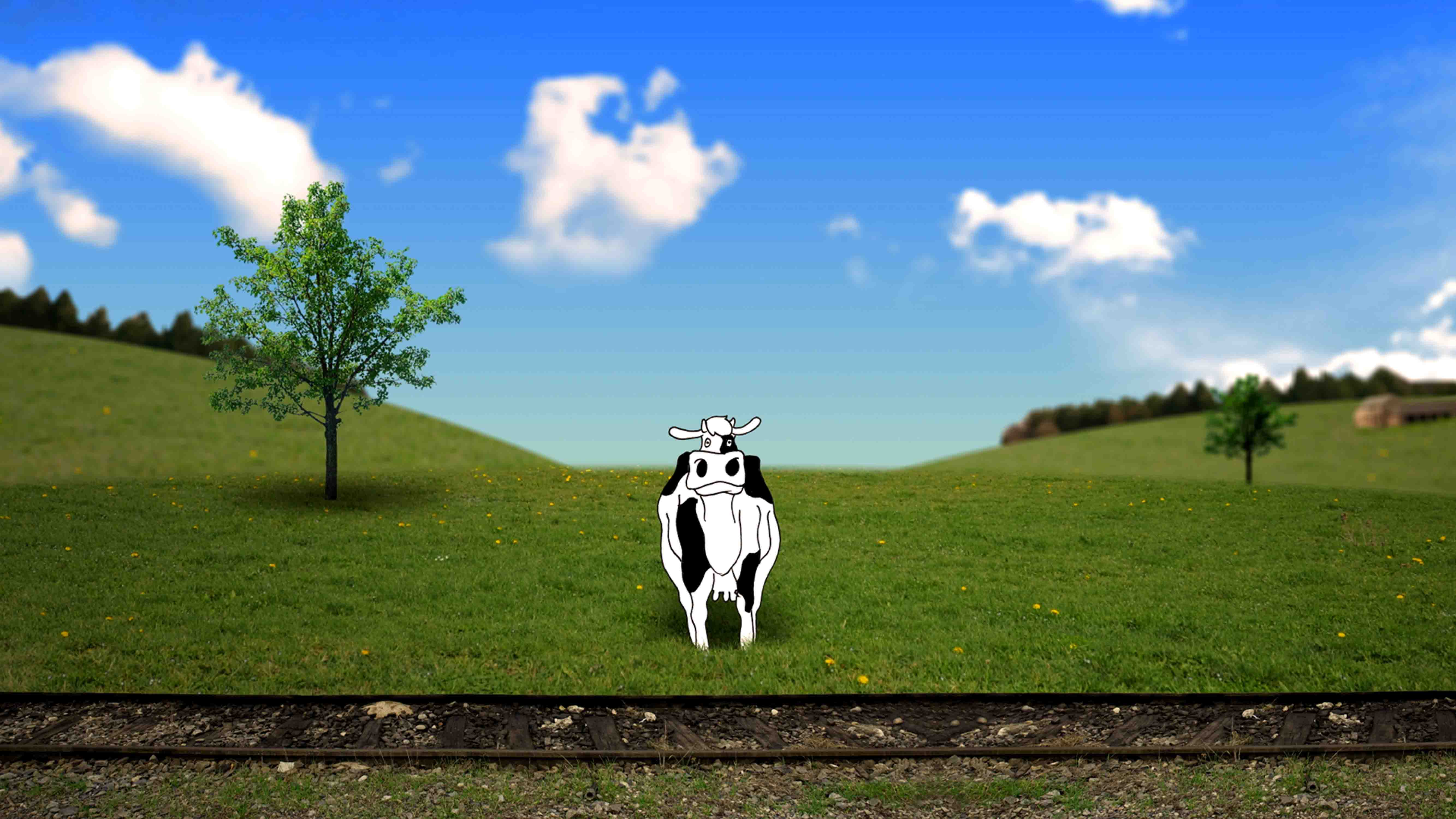 Vache qui tâchait de chercher ses taches