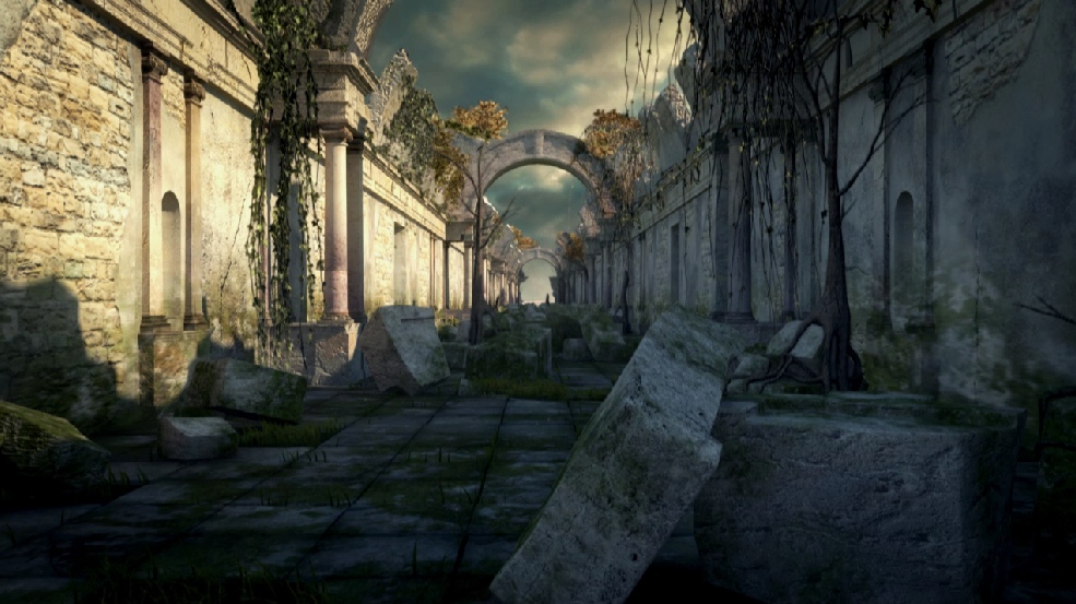 Vue imaginaire de la Grande Galerie du Louvre en ruines