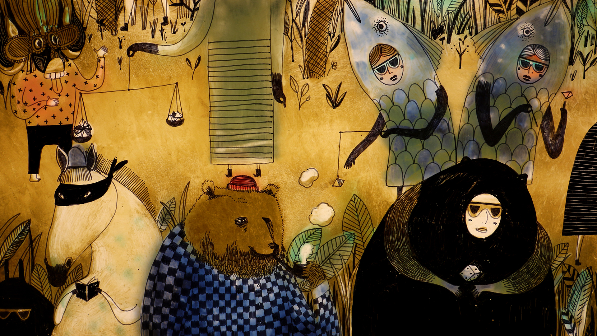 Moutons, loup et tasse de thé