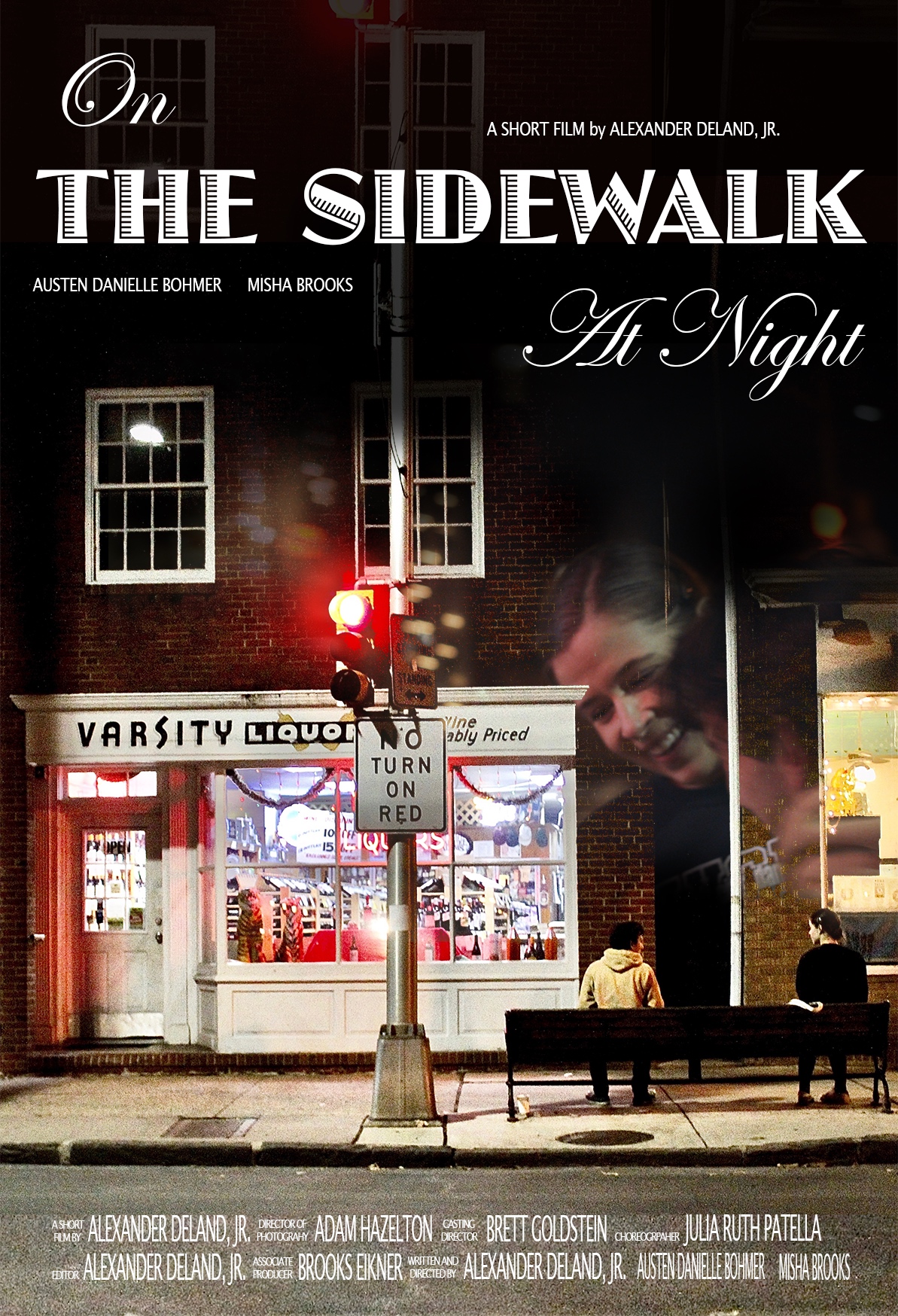 On the Sidewalk, at Night