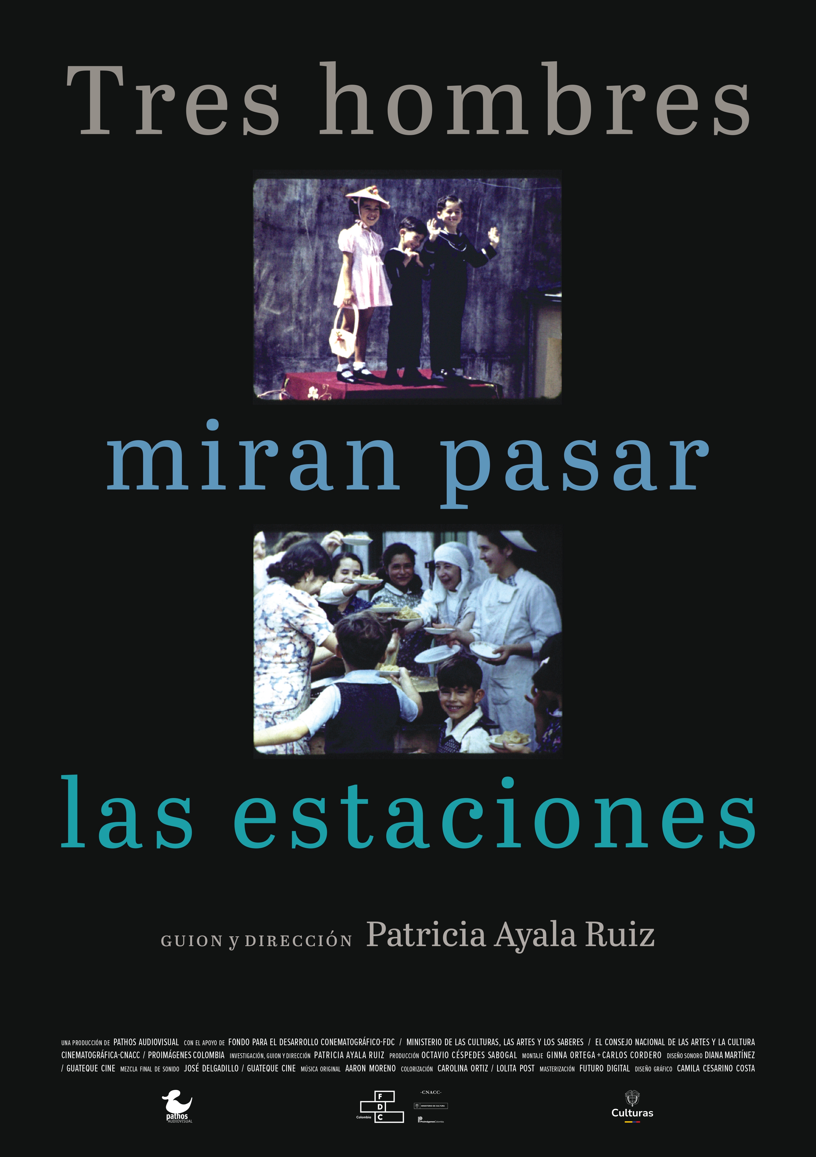 Tres hombres miran pasar las estaciones